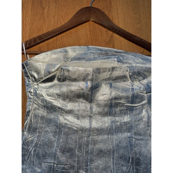 NWT ZARA Strapless Silver Coated Bodycon Midi/Maxi Dress – Shiny Metallic Night- - Picture 5 of 7